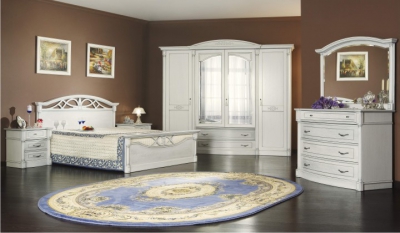 Мебель для спальни «Элеганца» (белая эмаль/серебр. патина)